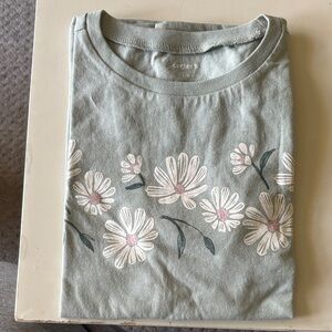 Carter's Sage Green Tee with Floral Print
